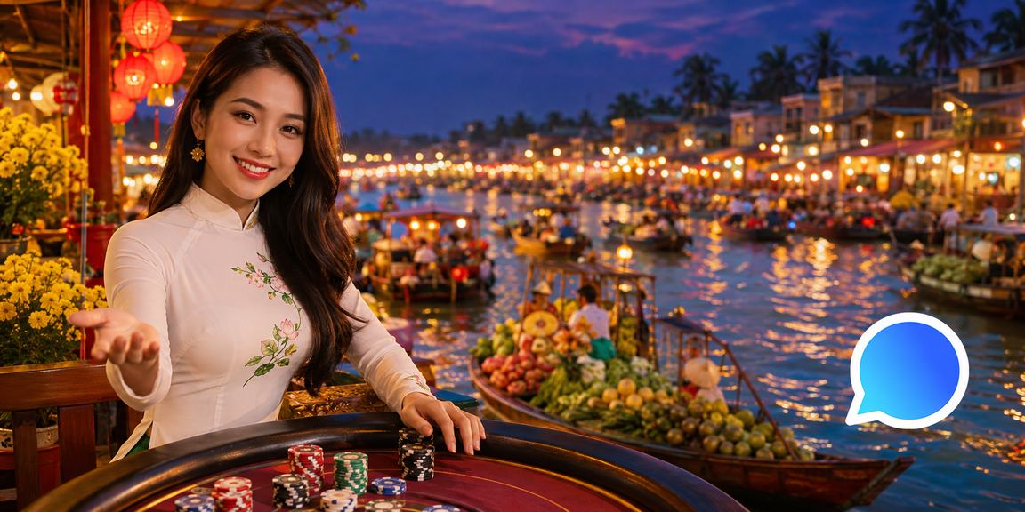 Người chơi trải nghiệm cá cược trực tuyến tại Việt Nam trên thiết bị di động trong không gian hiện đại